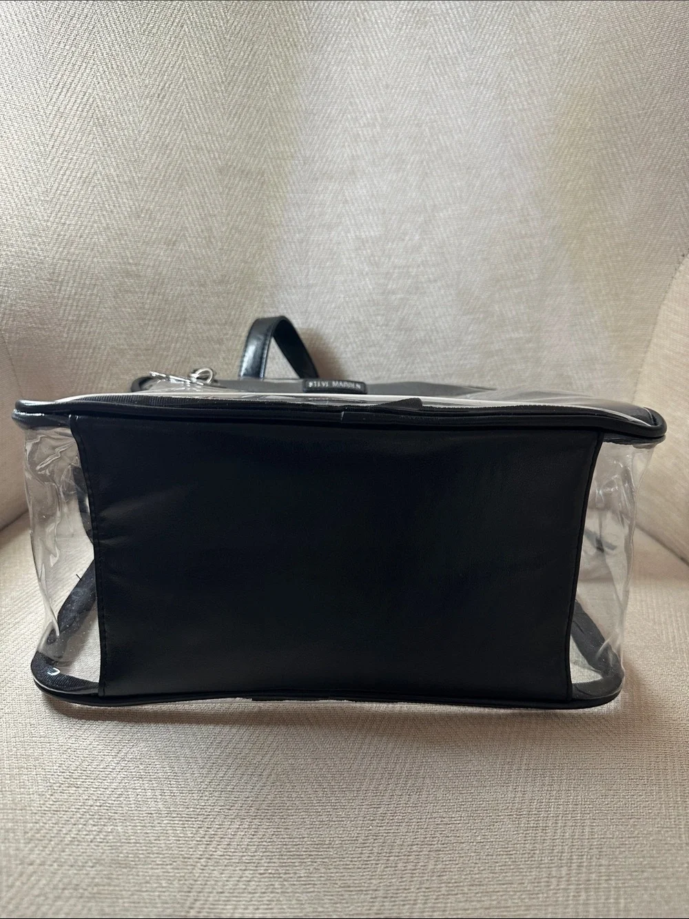 Steve Madden Clear Tote with Black Trim and Handles